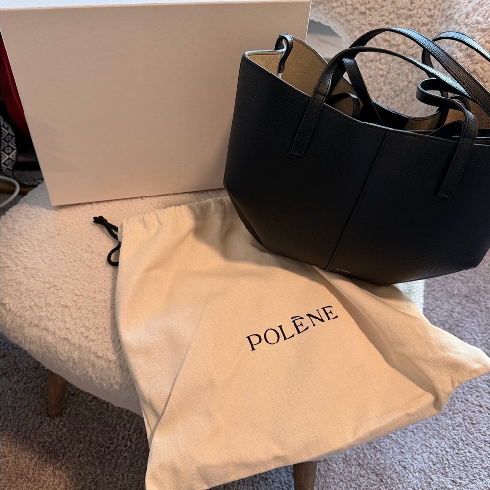 Black Leather Small Tote Bag